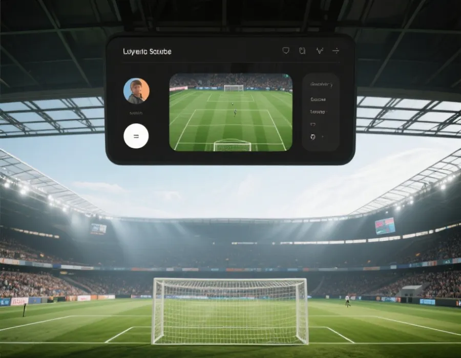 实时比赛画面与数据叠层示意