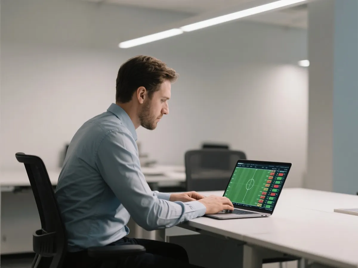 数据分析师查看欧冠历史数据示意图